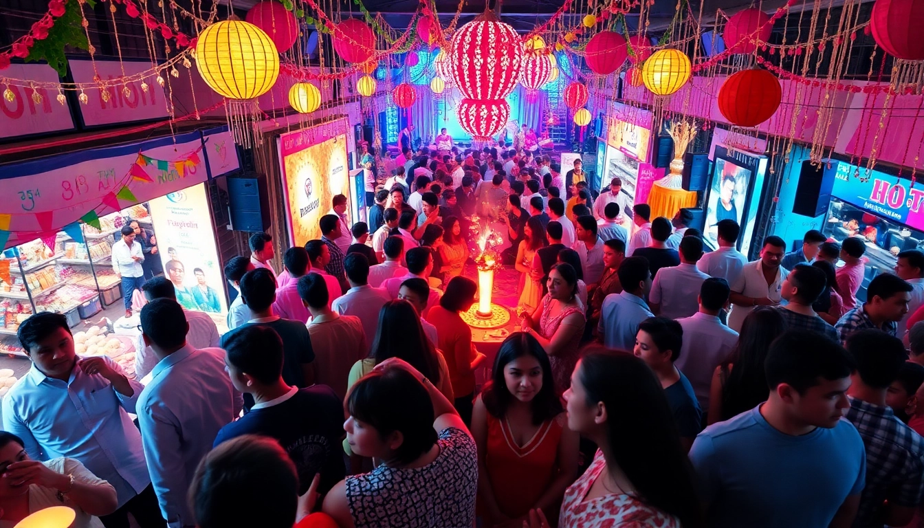 Experience a vibrant scene of a unique event with engaged participants and colorful decorations.