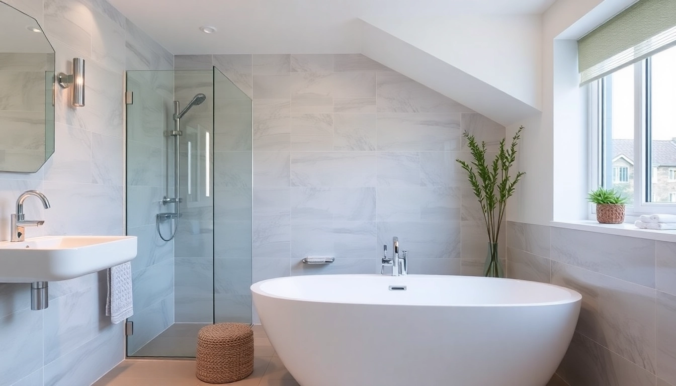 Professional bathroom fitters Whitefield enhancing a modern bathroom with elegant design and fixtures.