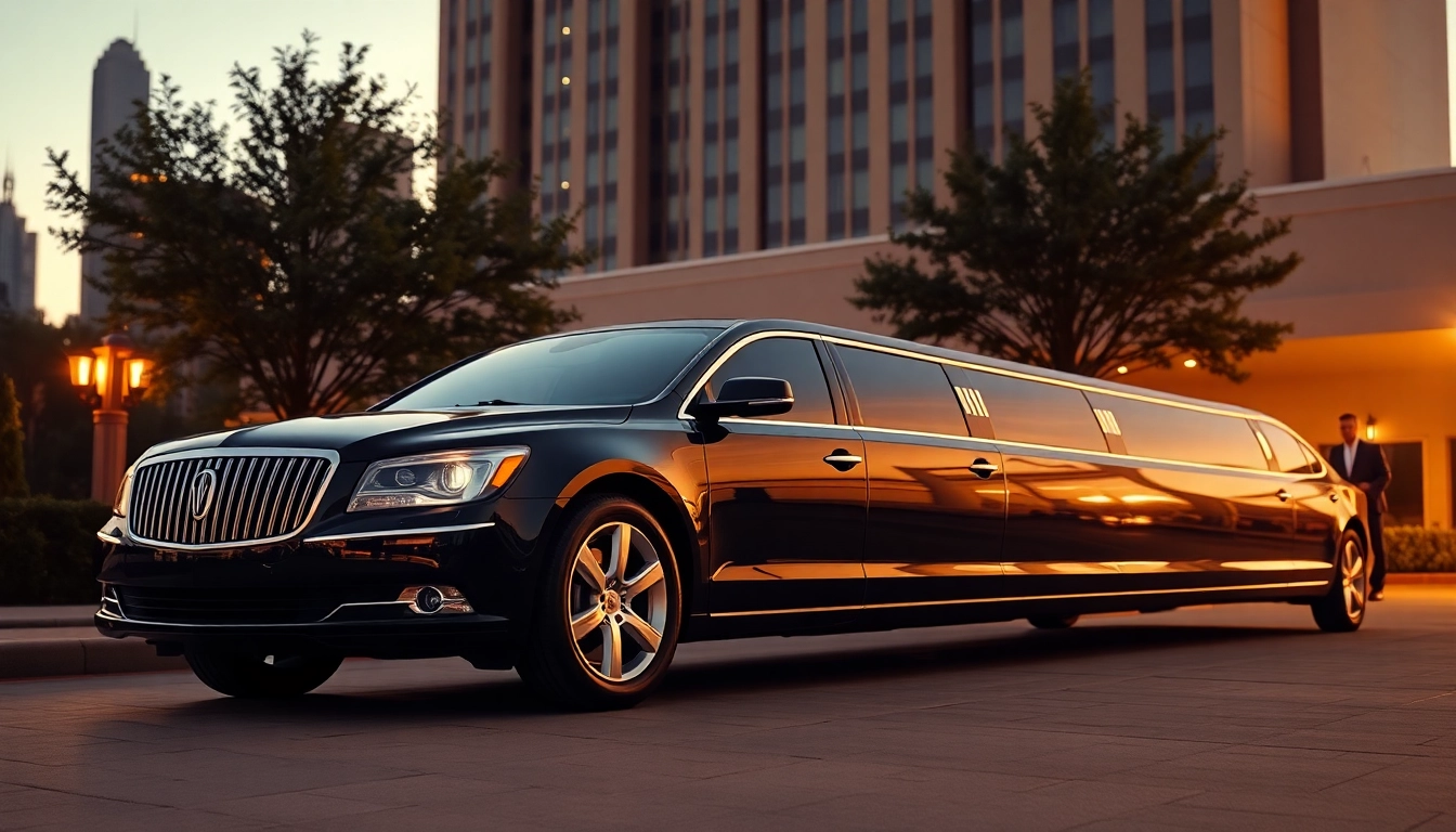 Experience top-notch limo service mcdonough ga with a luxurious vehicle awaiting guests.