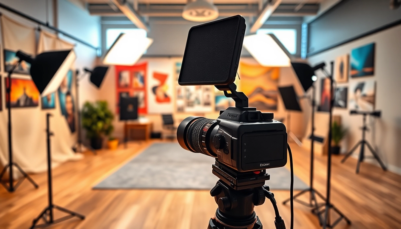 Photography company Edmonton creating stunning images in a vibrant studio setting.