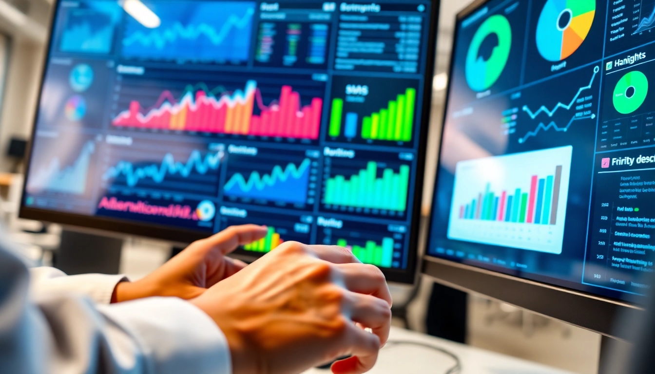 Analyseer Skai met professionele marketing analytics dashboards en grafieken in een moderne kantooromgeving.