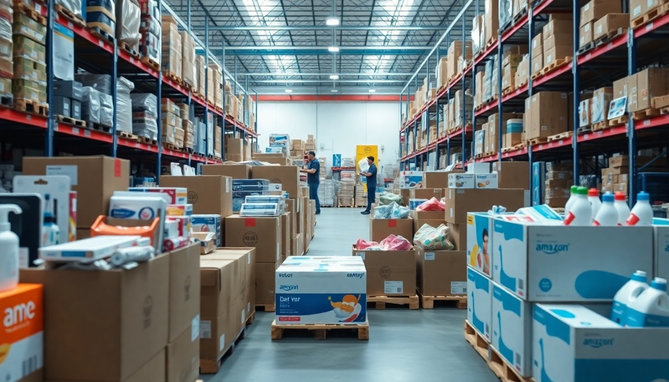 Showcasing amazon wholesale products in a vibrant bulk display, promoting efficient purchasing.