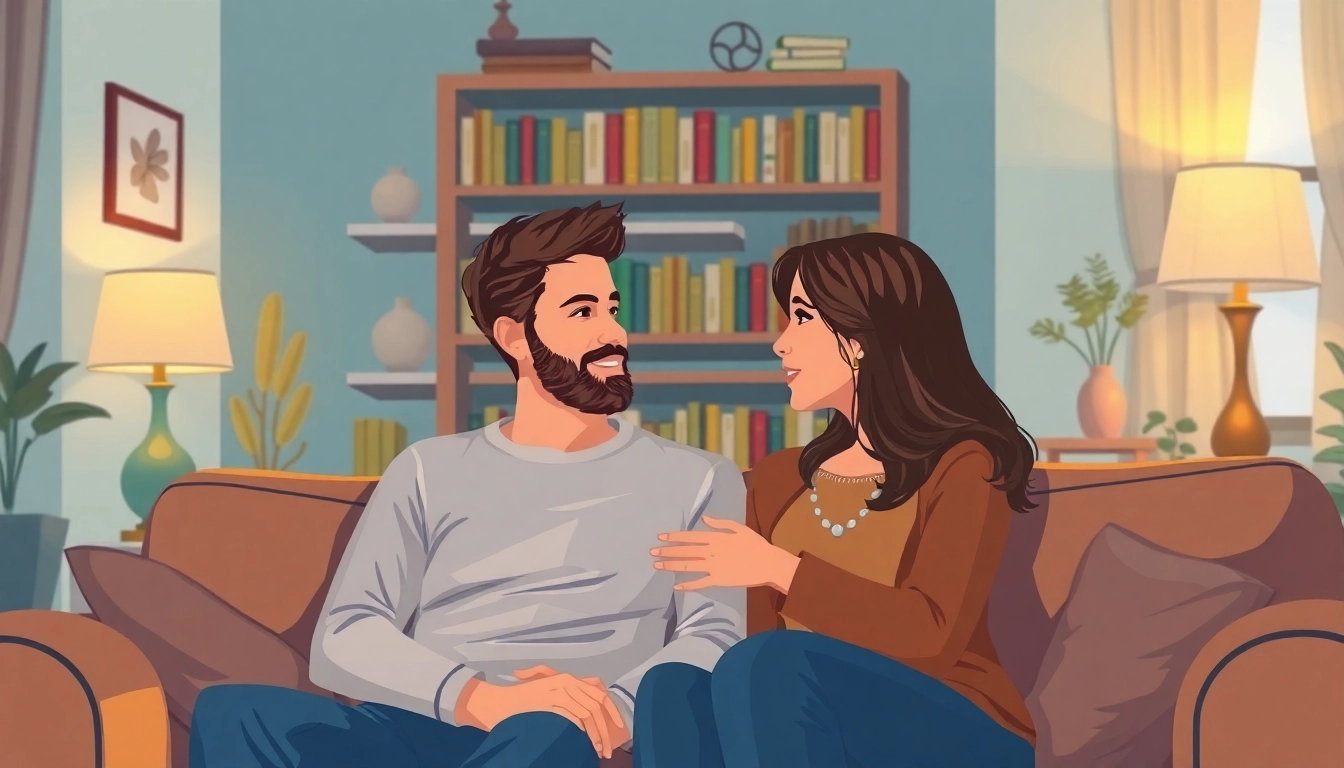 Couple communicating openly in a warm setting, emphasizing communication in relationships.