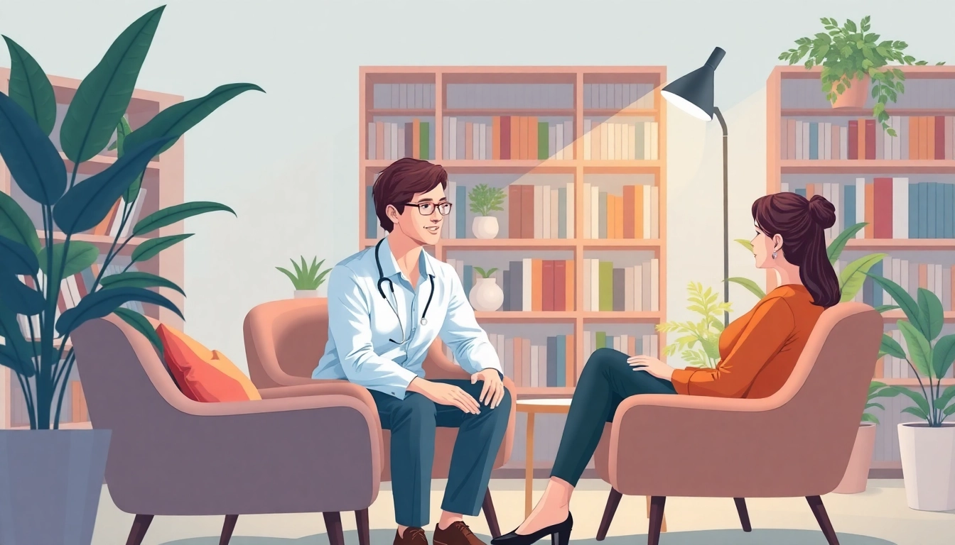 Engaging discussion led by an attachment theory specialist in a serene office environment.
