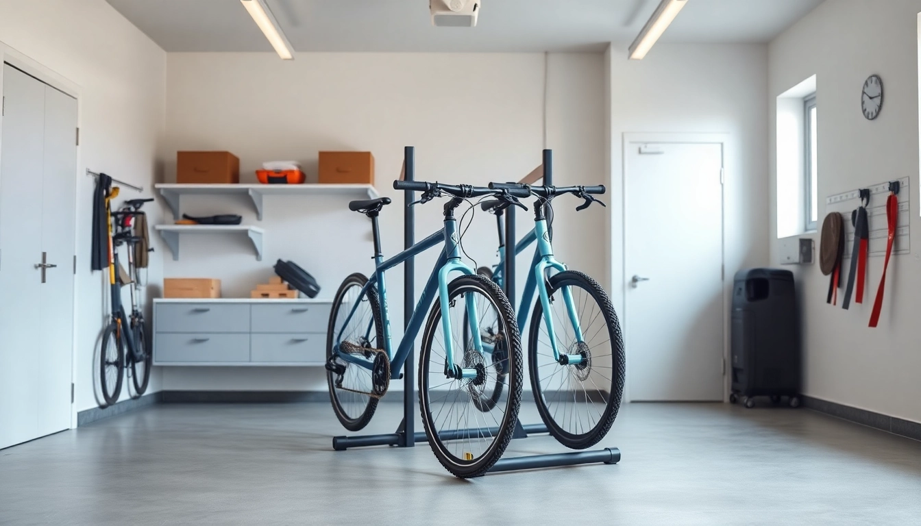 Organized space-saving bike rack demonstrating efficient storage solutions.