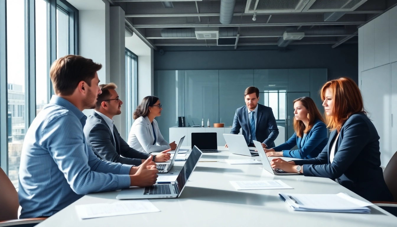 Quickplus Business Consultants collaborating in a modern office environment, showcasing professionalism and innovation.