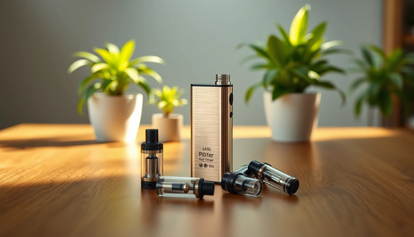 Showcasing a 510 thread battery elegantly arranged with compatible cartridges.