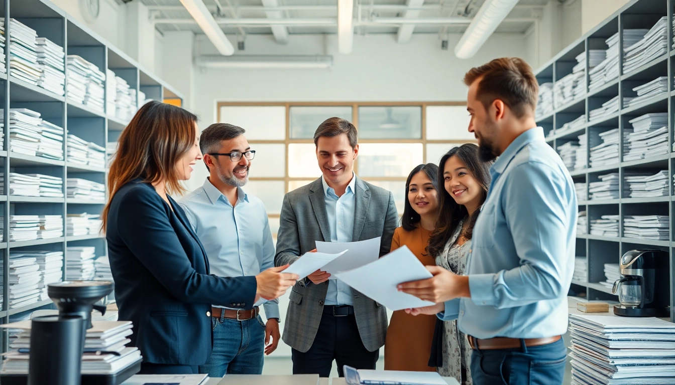Clients receive expert assistance with QSM document clearing services in a professional office setting.