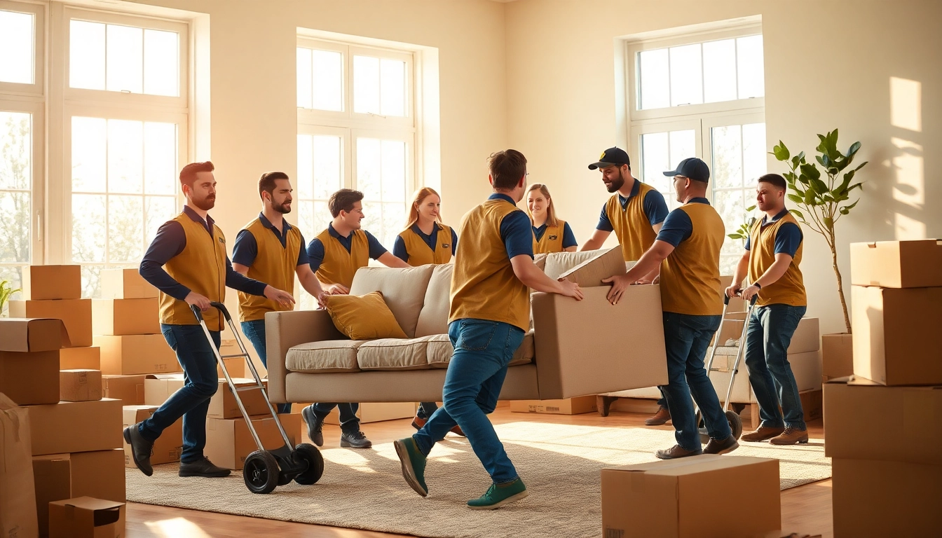 Movers calgary team expertly relocating furniture in a bright, organized living space.
